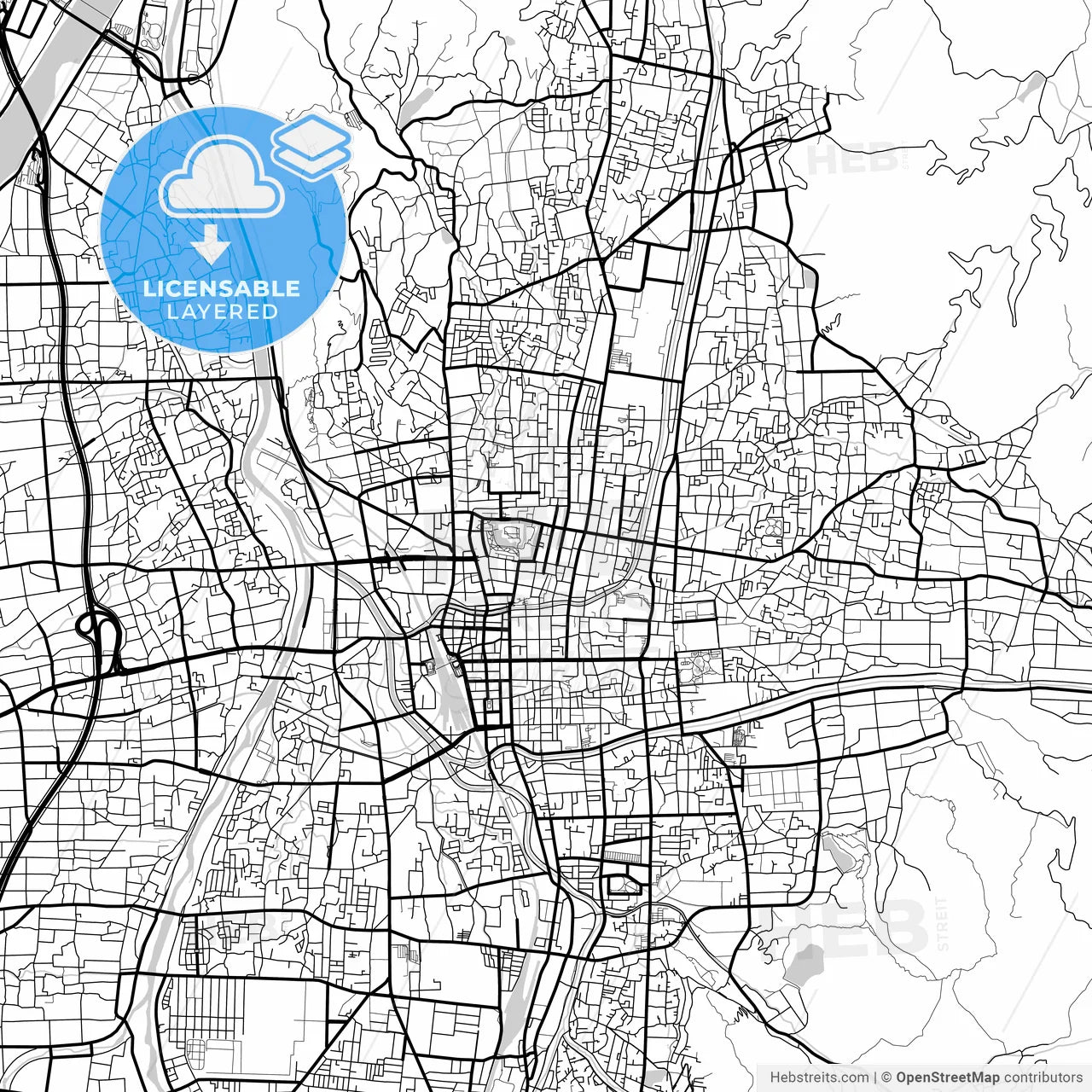 Layered PDF map of Matsumoto, Nagano, Japan