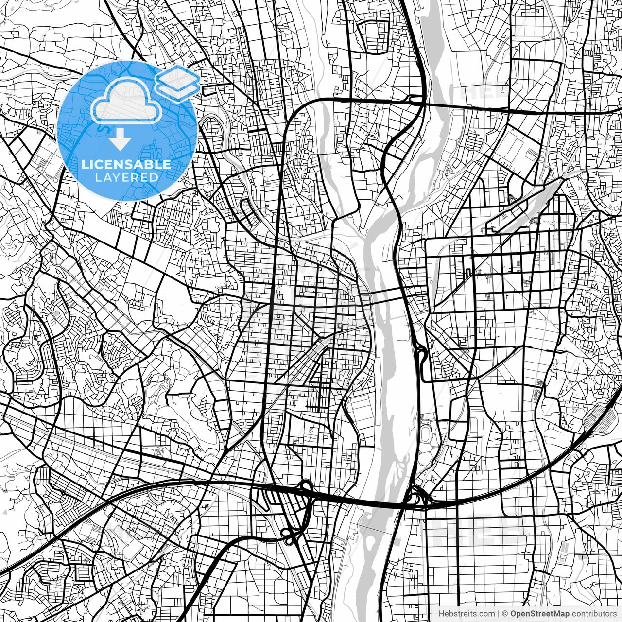 Layered PDF map of Atsugi, Kanagawa, Japan