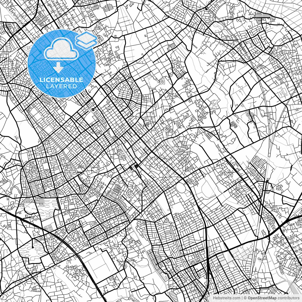 Layered PDF map of Ageo, Saitama, Japan