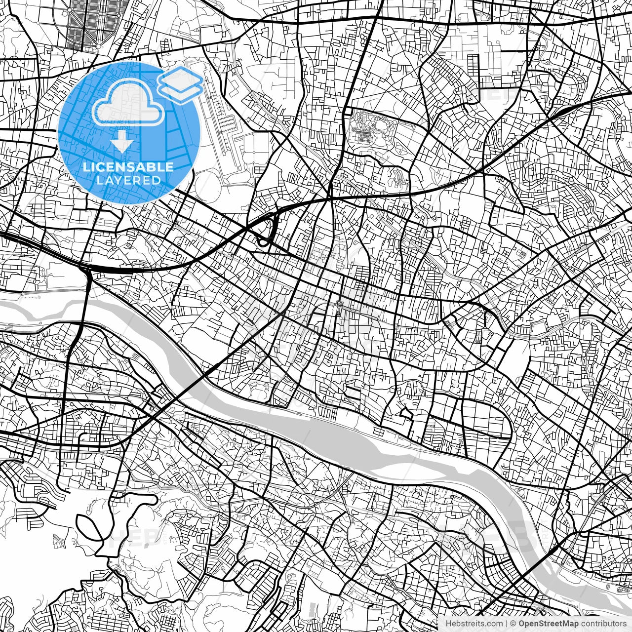 Layered PDF map of Chōfu, Tokyo, Japan