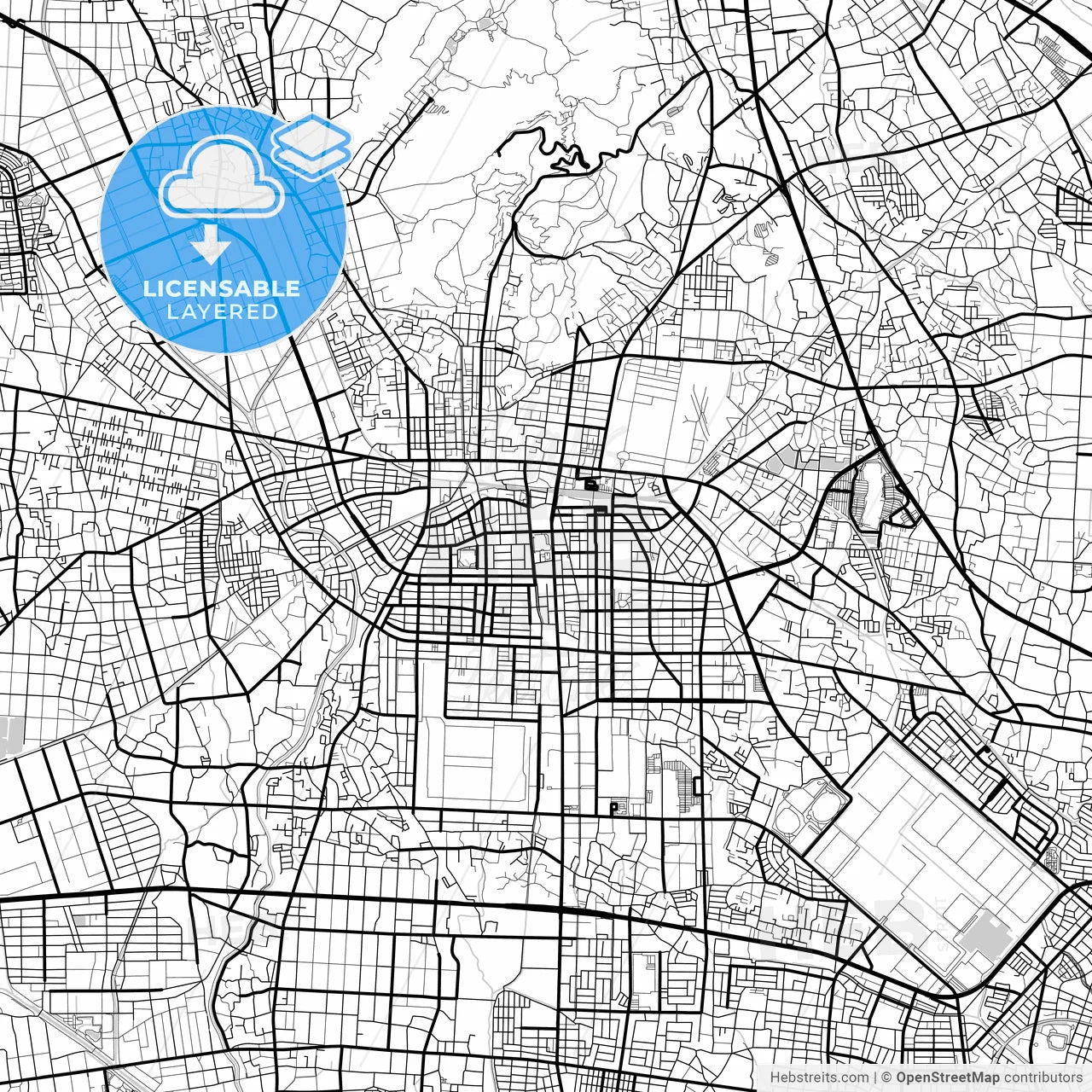 Layered PDF map of Ōta, Gunma, Japan