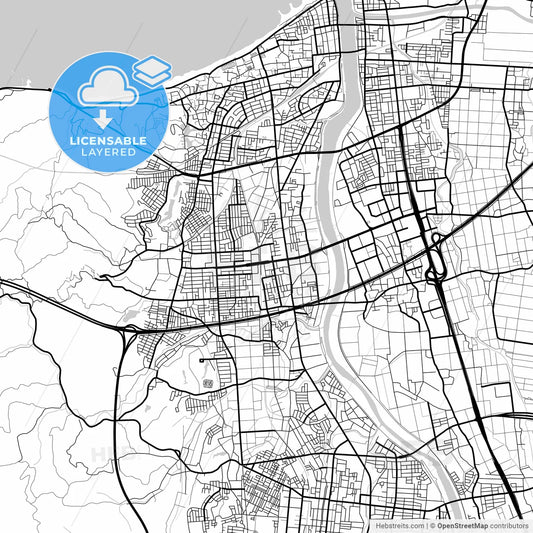 Layered PDF map of Jōetsu, Niigata, Japan