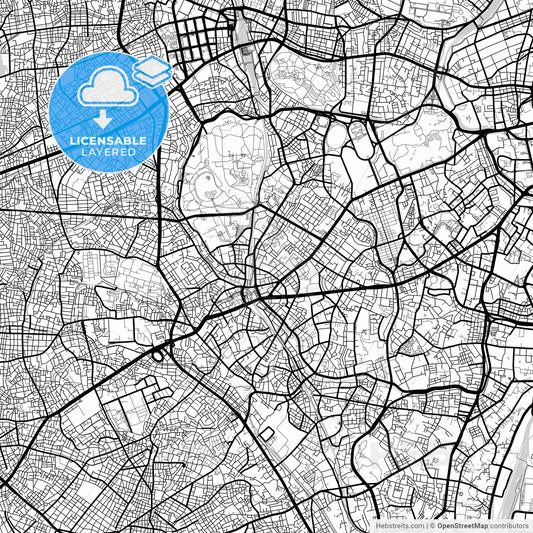 Layered PDF map of Shibuya, Tokyo, Japan