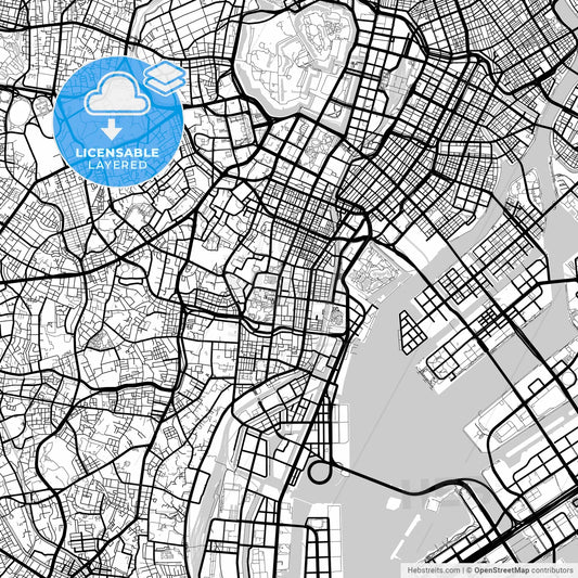 Layered PDF map of Minato, Tokyo, Japan