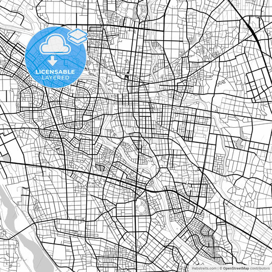 Layered PDF map of Isesaki, Gunma, Japan