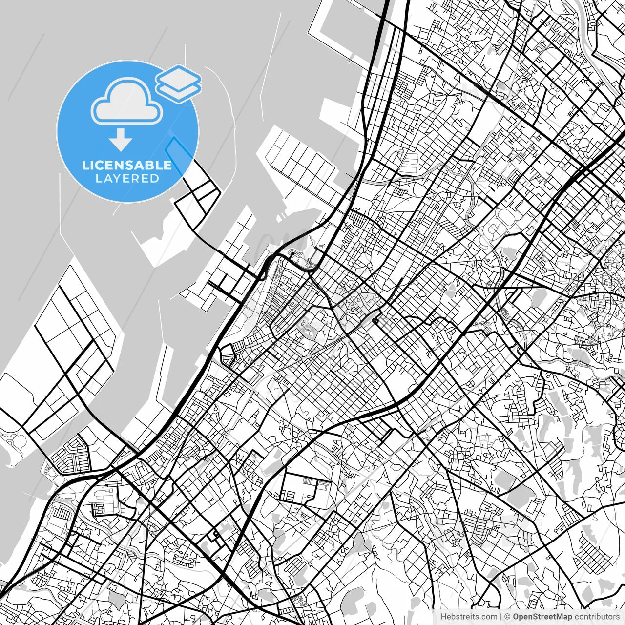 Layered PDF map of Kishiwada, Osaka, Japan