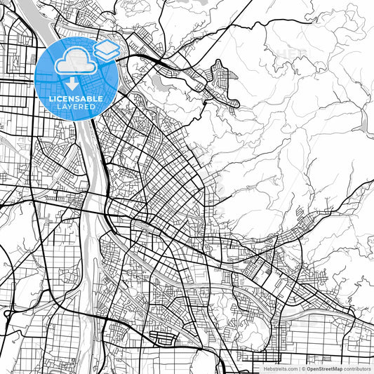 Layered PDF map of Tottori, Tottori, Japan