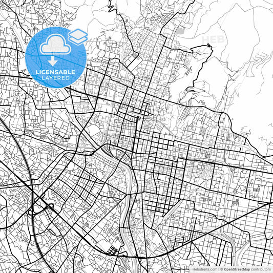 Layered PDF map of Kōfu, Yamanashi, Japan