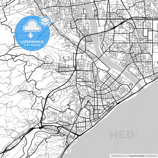 Layered PDF map of Odawara, Kanagawa, Japan