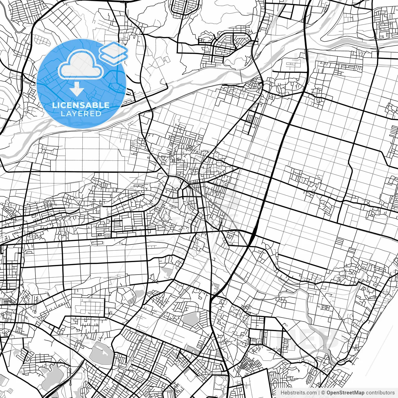 Layered PDF map of Suzuka, Mie, Japan