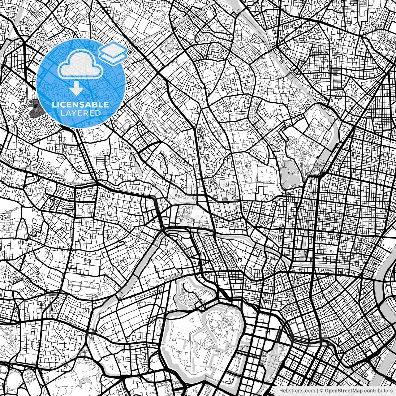 Layered PDF map of Bunkyō, Tokyo, Japan