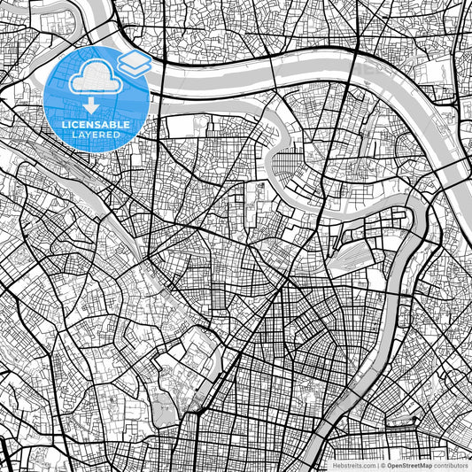 Layered PDF map of Arakawa, Tokyo, Japan