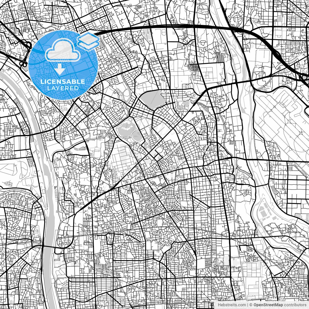 Layered PDF map of Itami, Hyōgo, Japan