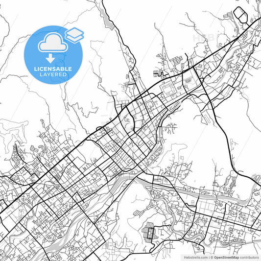 Layered PDF map of Yamaguchi, Yamaguchi, Japan
