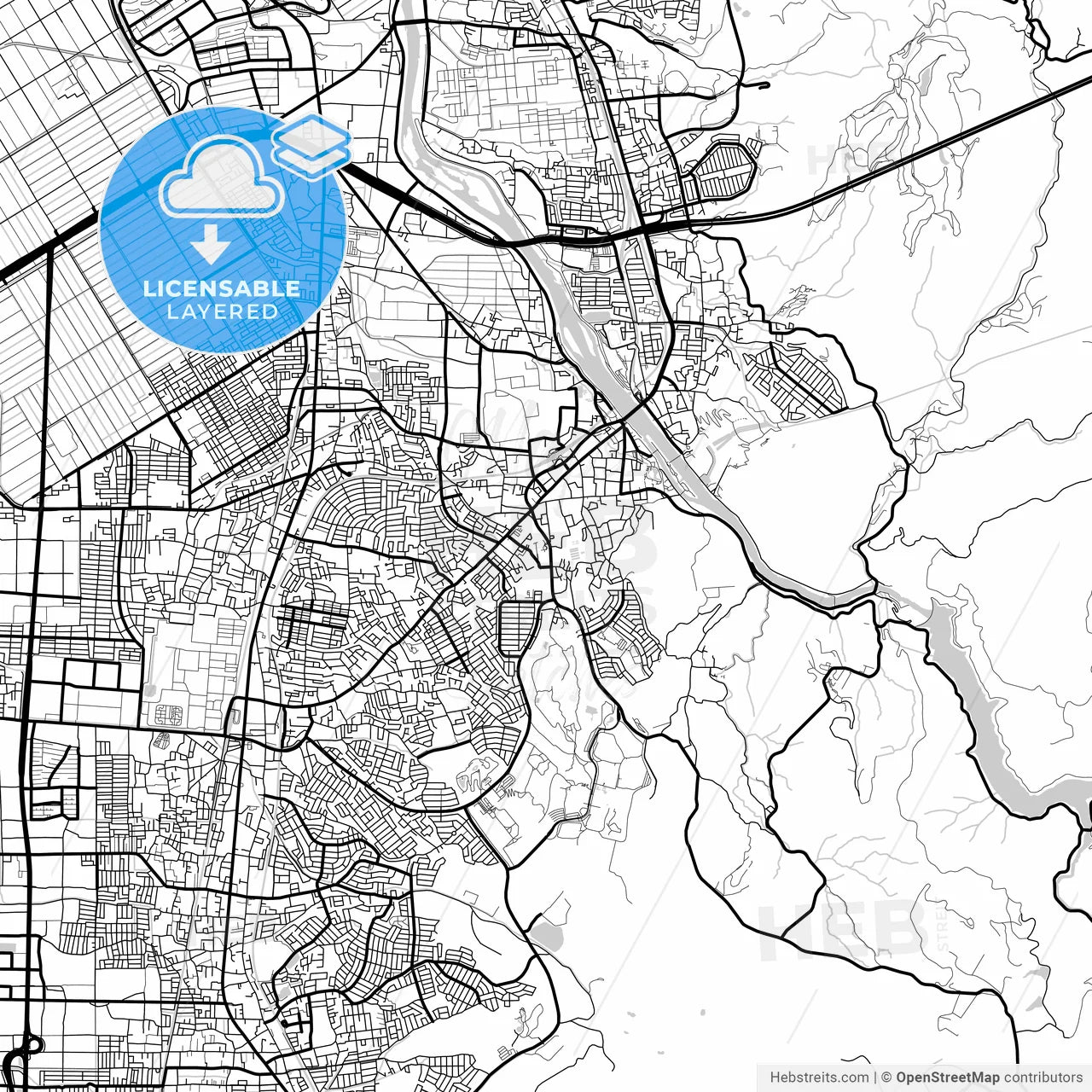 Layered PDF map of Uji, Kyoto, Japan