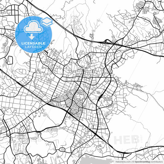 Layered PDF map of Higashihiroshima, Hiroshima, Japan