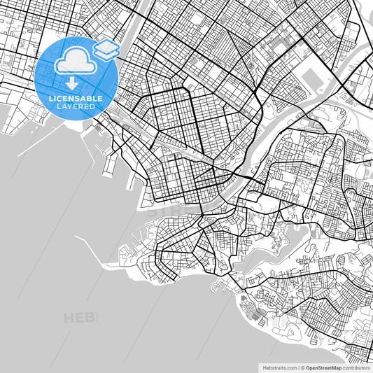 Layered PDF map of Kushiro, Hokkaidō, Japan