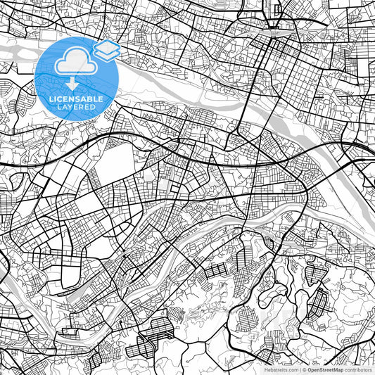 Layered PDF map of Hino, Tokyo, Japan