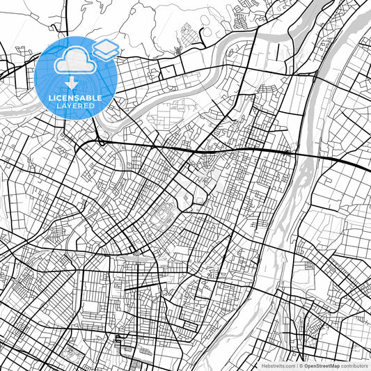 Layered PDF map of Takaoka, Toyama, Japan