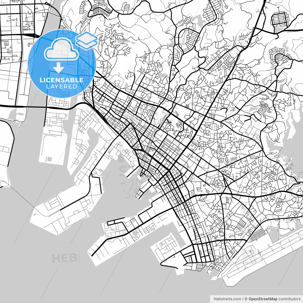 Layered PDF map of Ube, Yamaguchi, Japan