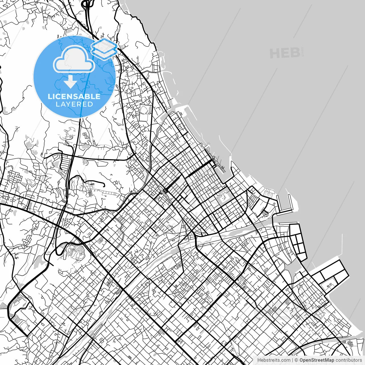 Layered PDF map of Imabari, Ehime, Japan