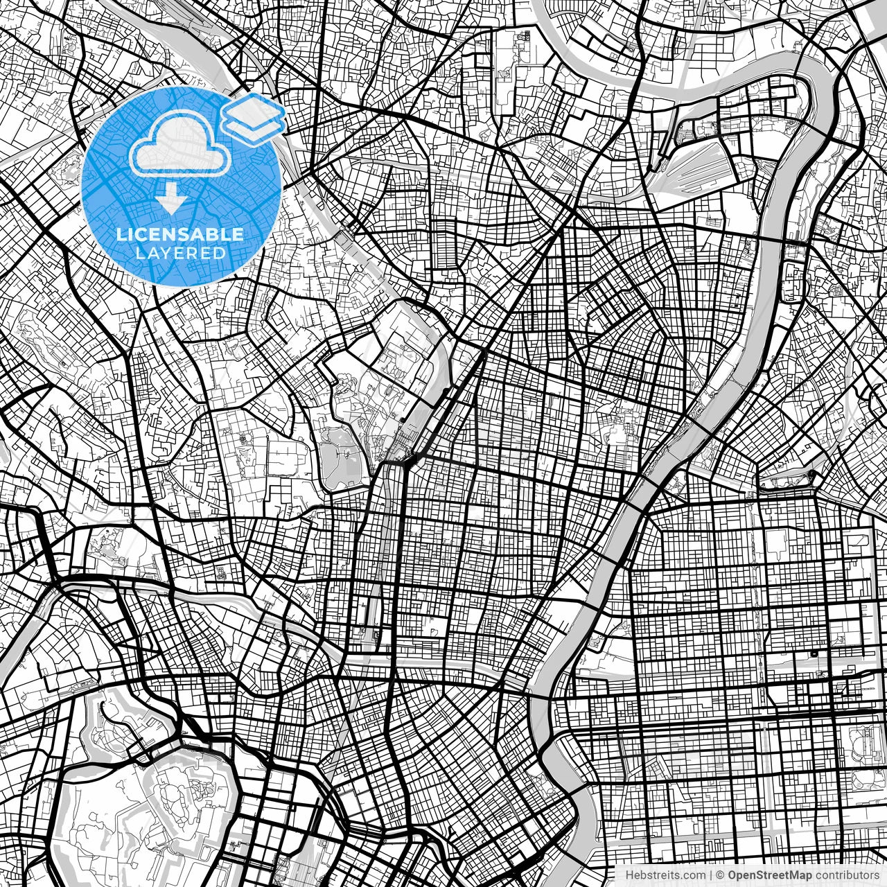 Layered PDF map of Taitō, Tokyo, Japan