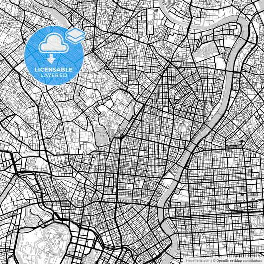 Layered PDF map of Taitō, Tokyo, Japan