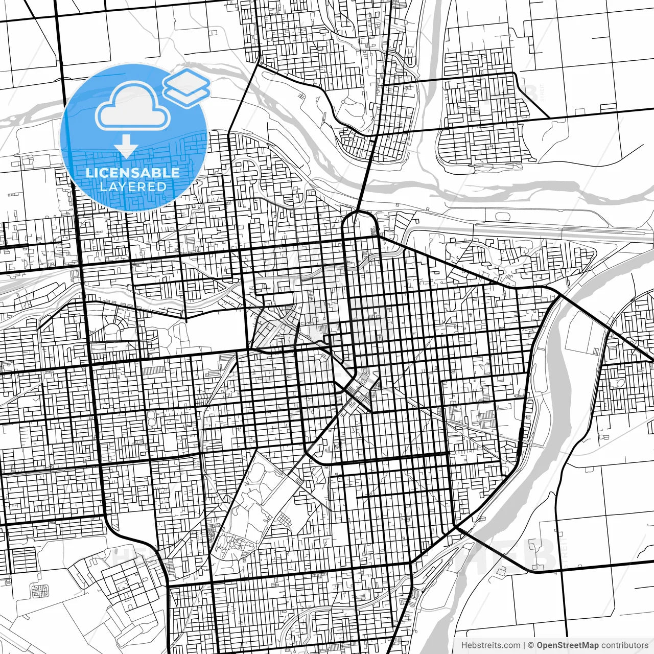 Layered PDF map of Obihiro, Hokkaidō, Japan