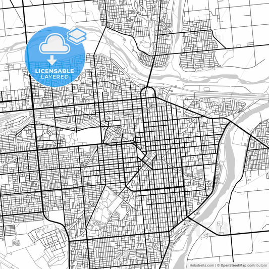 Layered PDF map of Obihiro, Hokkaidō, Japan
