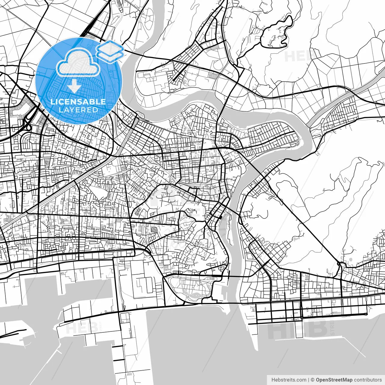 Layered PDF map of Ishinomaki, Miyagi, Japan