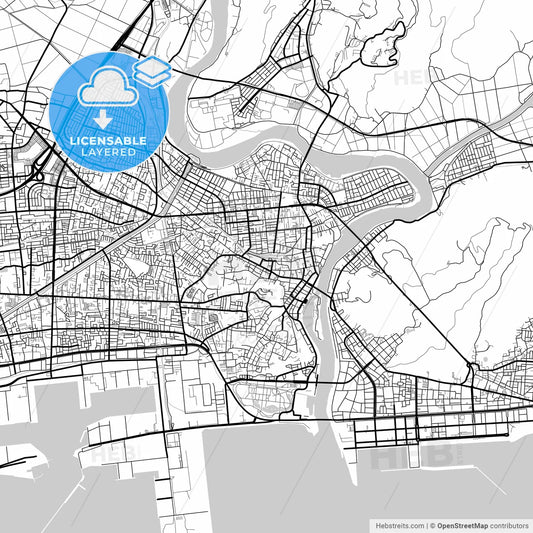 Layered PDF map of Ishinomaki, Miyagi, Japan