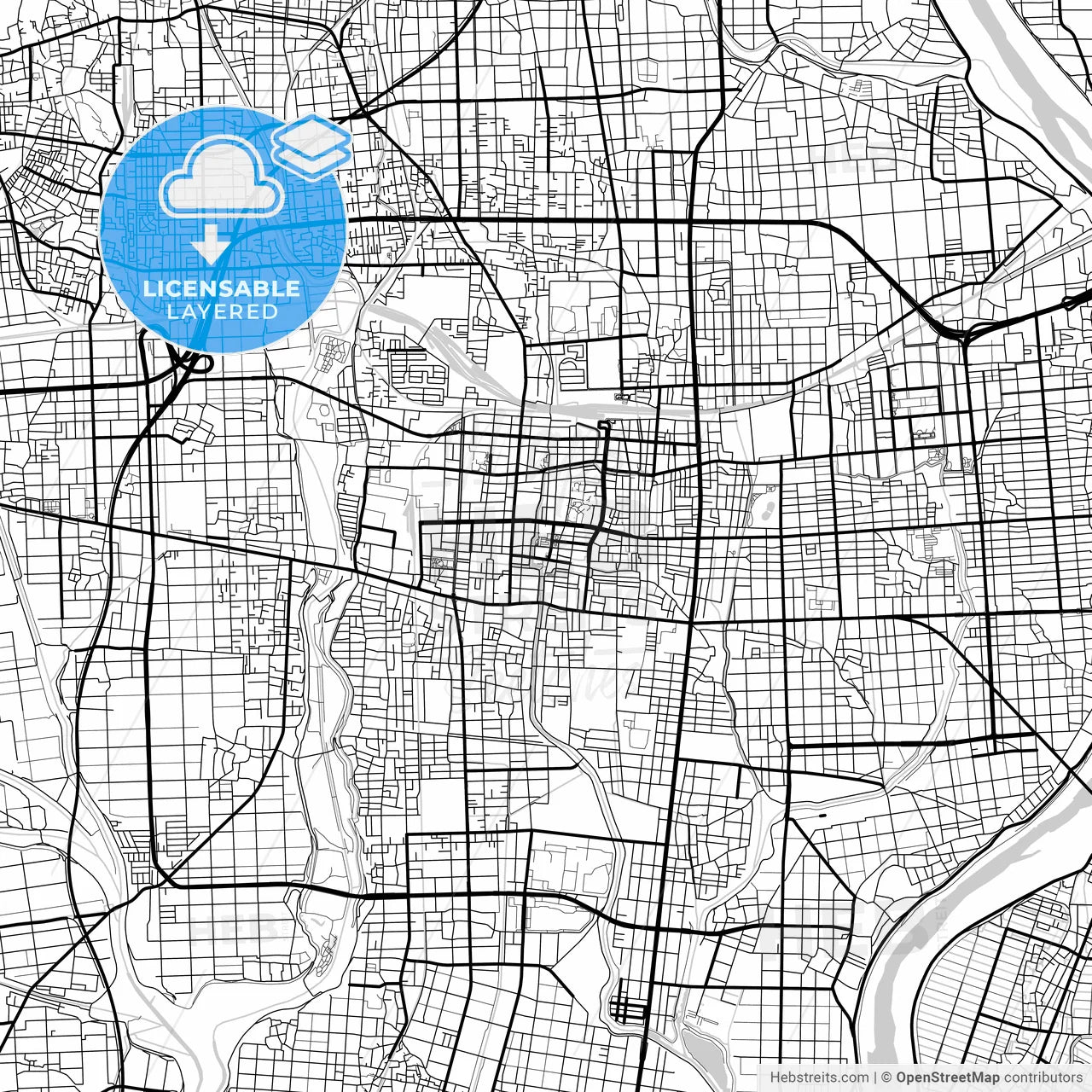 Layered PDF map of Ōgaki, Gifu, Japan