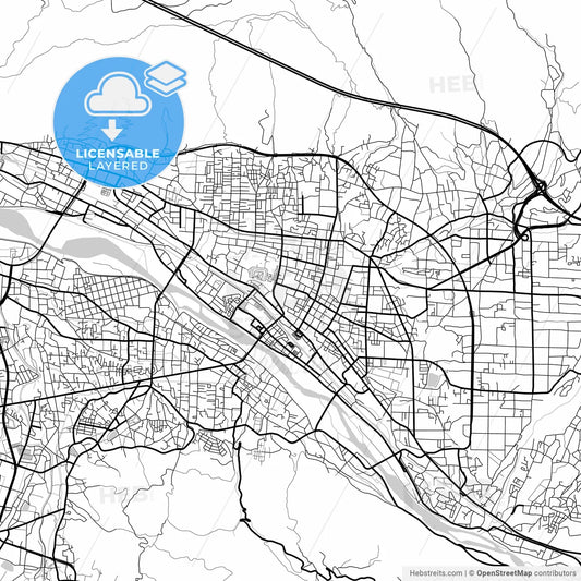 Layered PDF map of Ueda, Nagano, Japan
