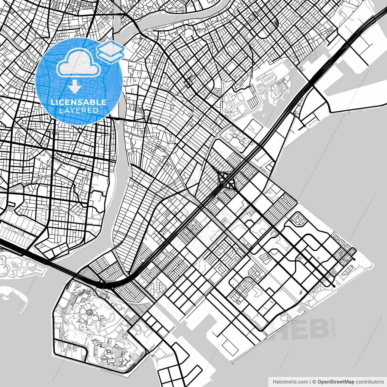 Layered PDF map of Urayasu, Chiba, Japan