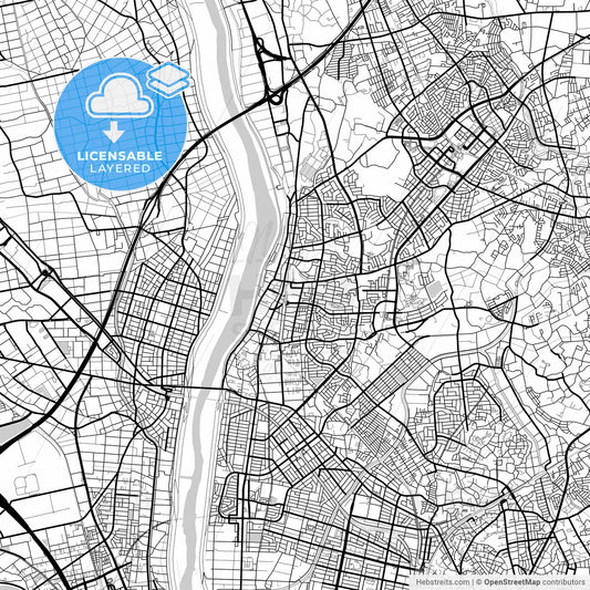 Layered PDF map of Nagareyama, Chiba, Japan