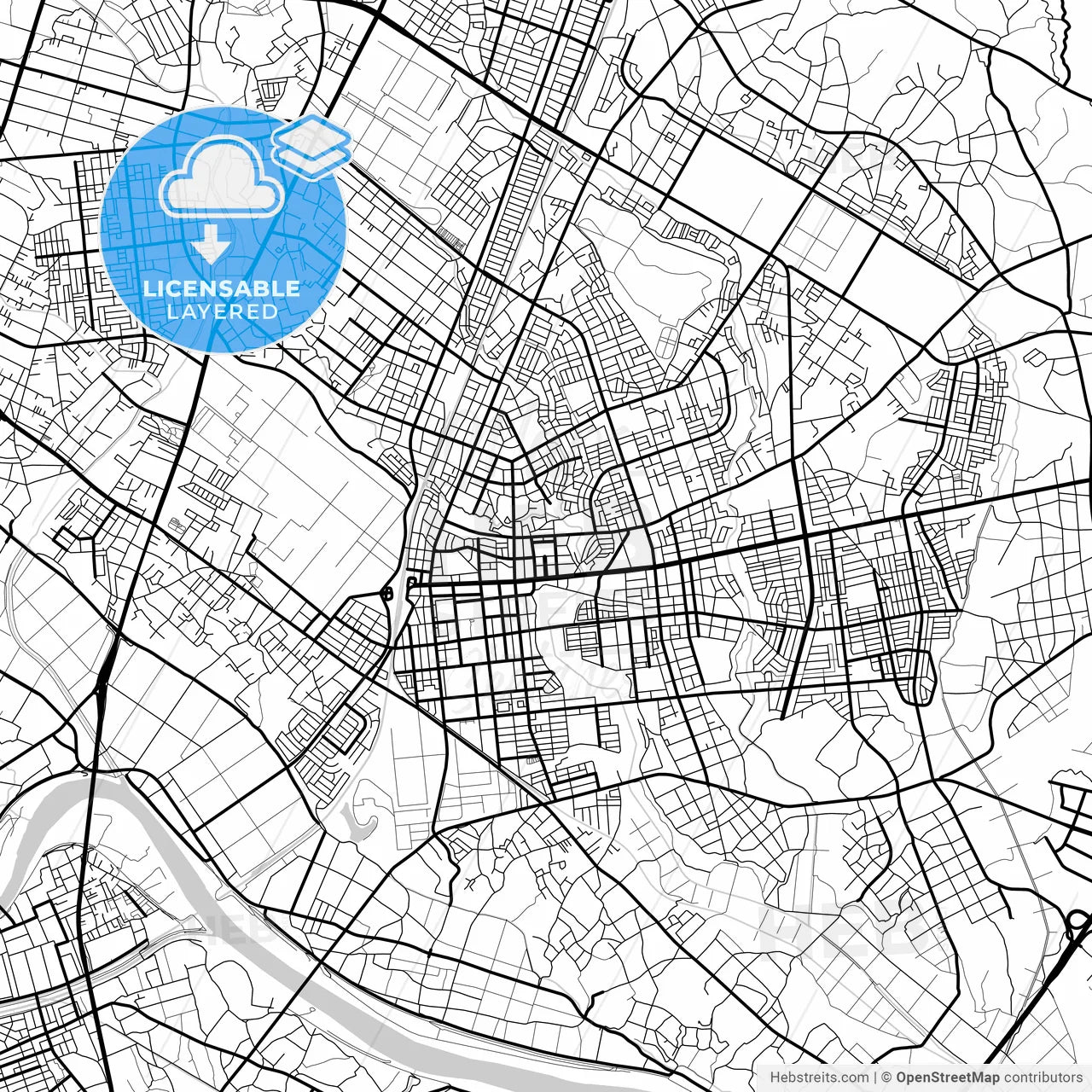 Layered PDF map of Hitachinaka, Ibaraki, Japan