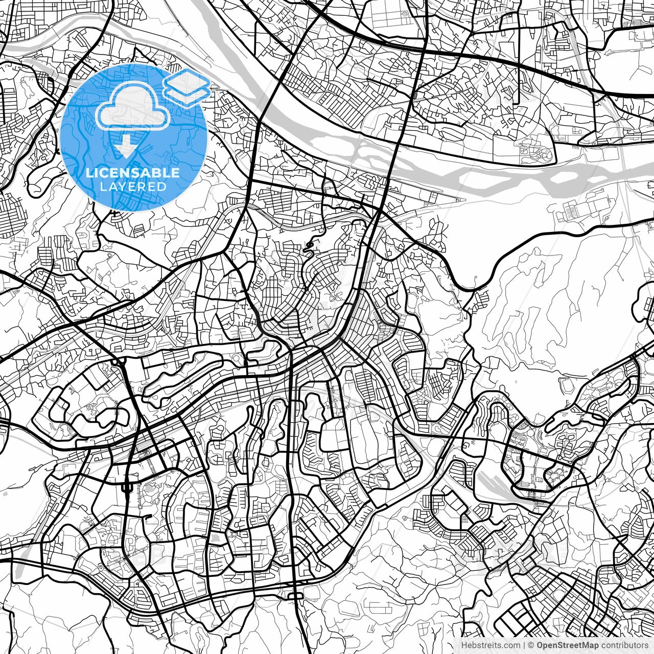 Layered PDF map of Tama, Tokyo, Japan