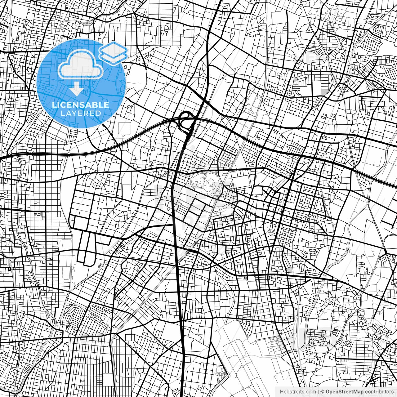 Layered PDF map of Komaki, Aichi, Japan