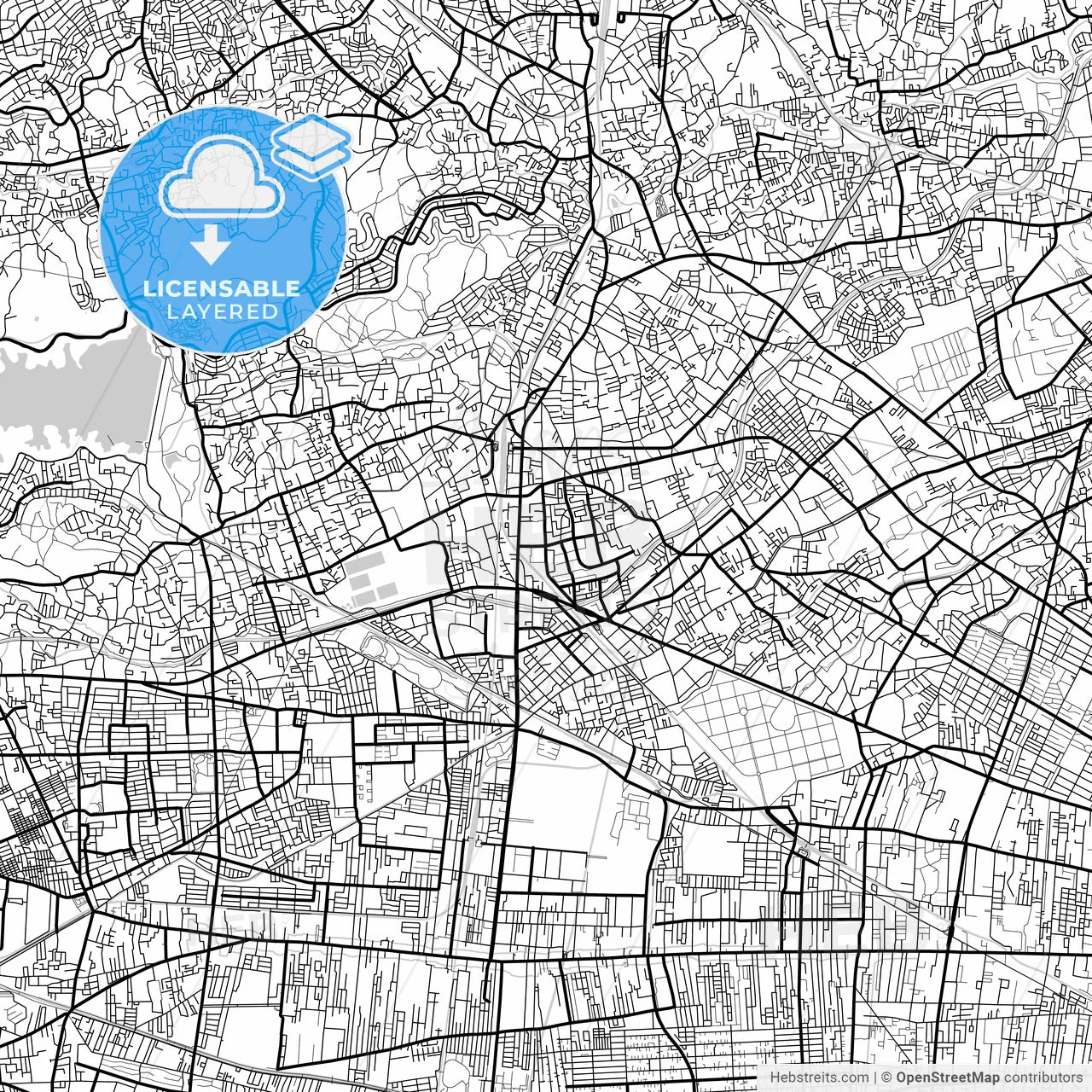 Layered PDF map of Higashimurayama, Tokyo, Japan