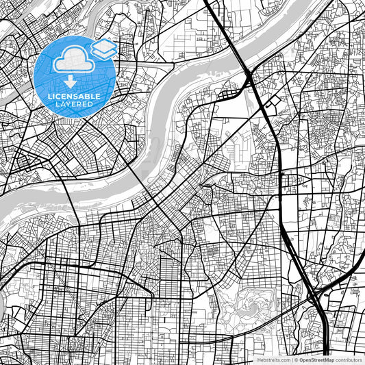 Layered PDF map of Moriguchi, Osaka, Japan