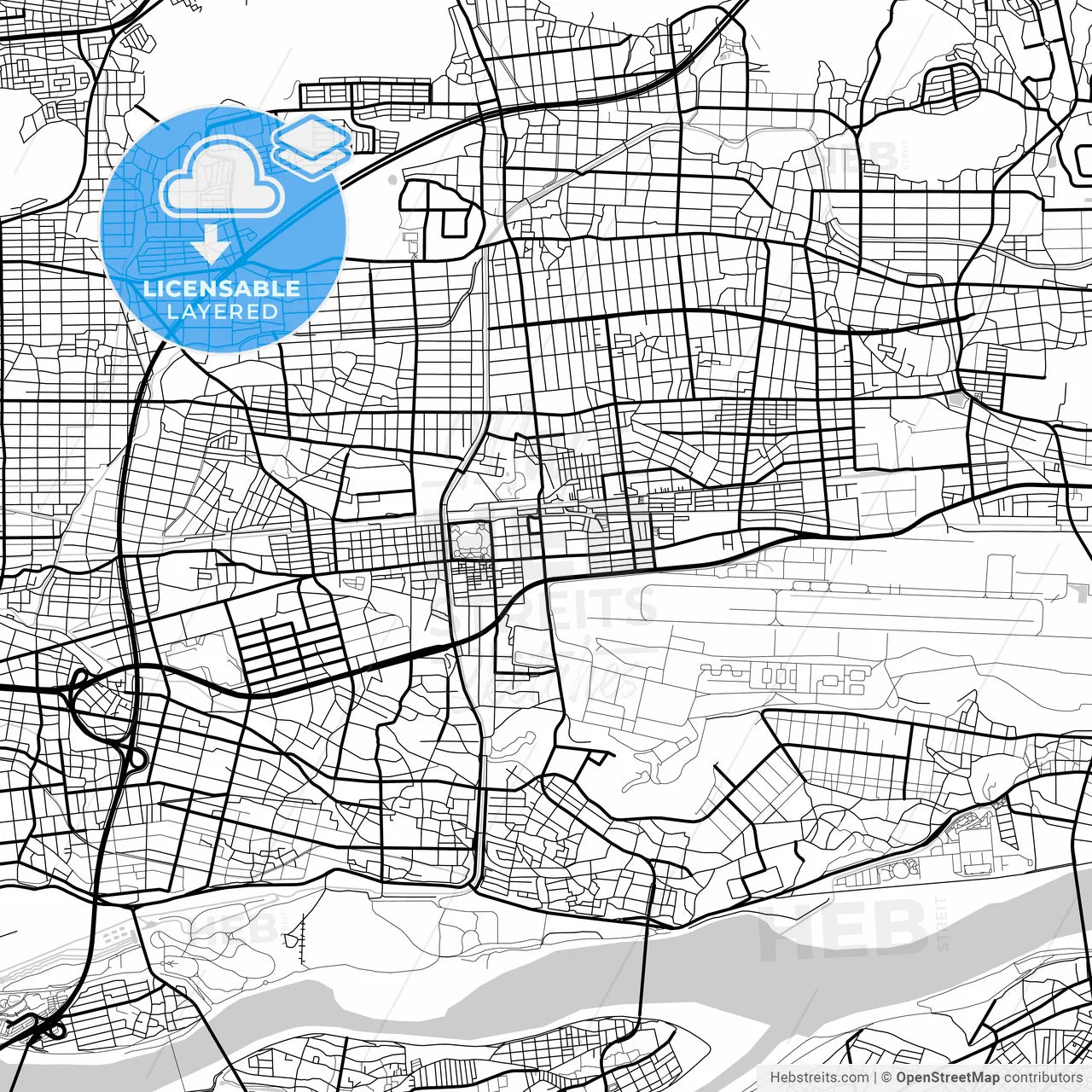 Layered PDF map of Kakamigahara, Gifu, Japan