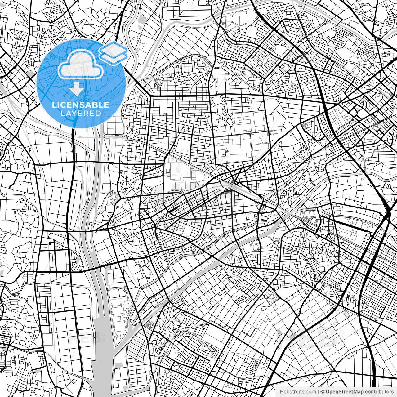 Layered PDF map of Kariya, Aichi, Japan