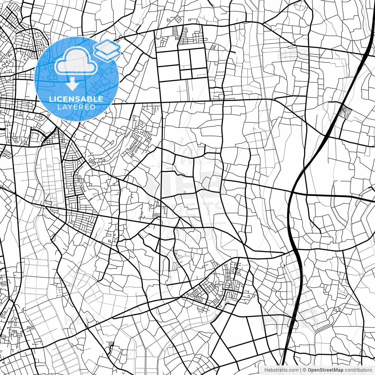Layered PDF map of Koga, Ibaraki, Japan
