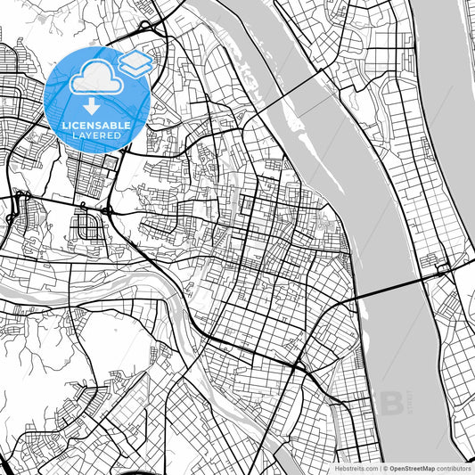 Layered PDF map of Kuwana, Mie, Japan