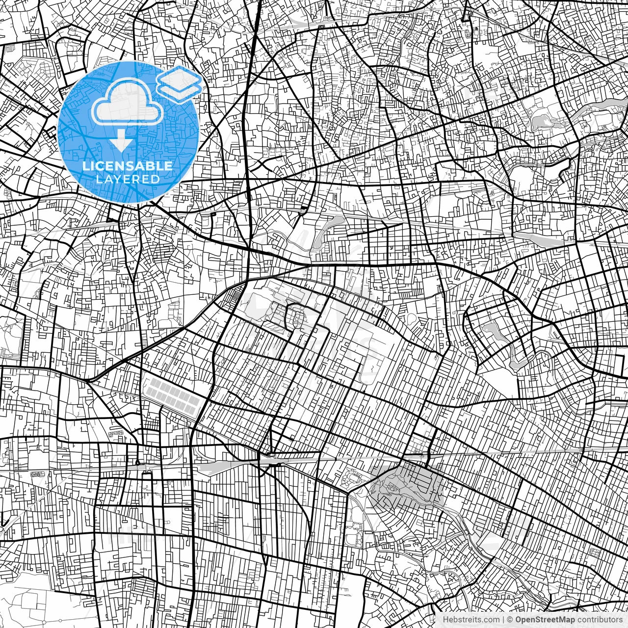 Layered PDF map of Musashino, Tokyo, Japan