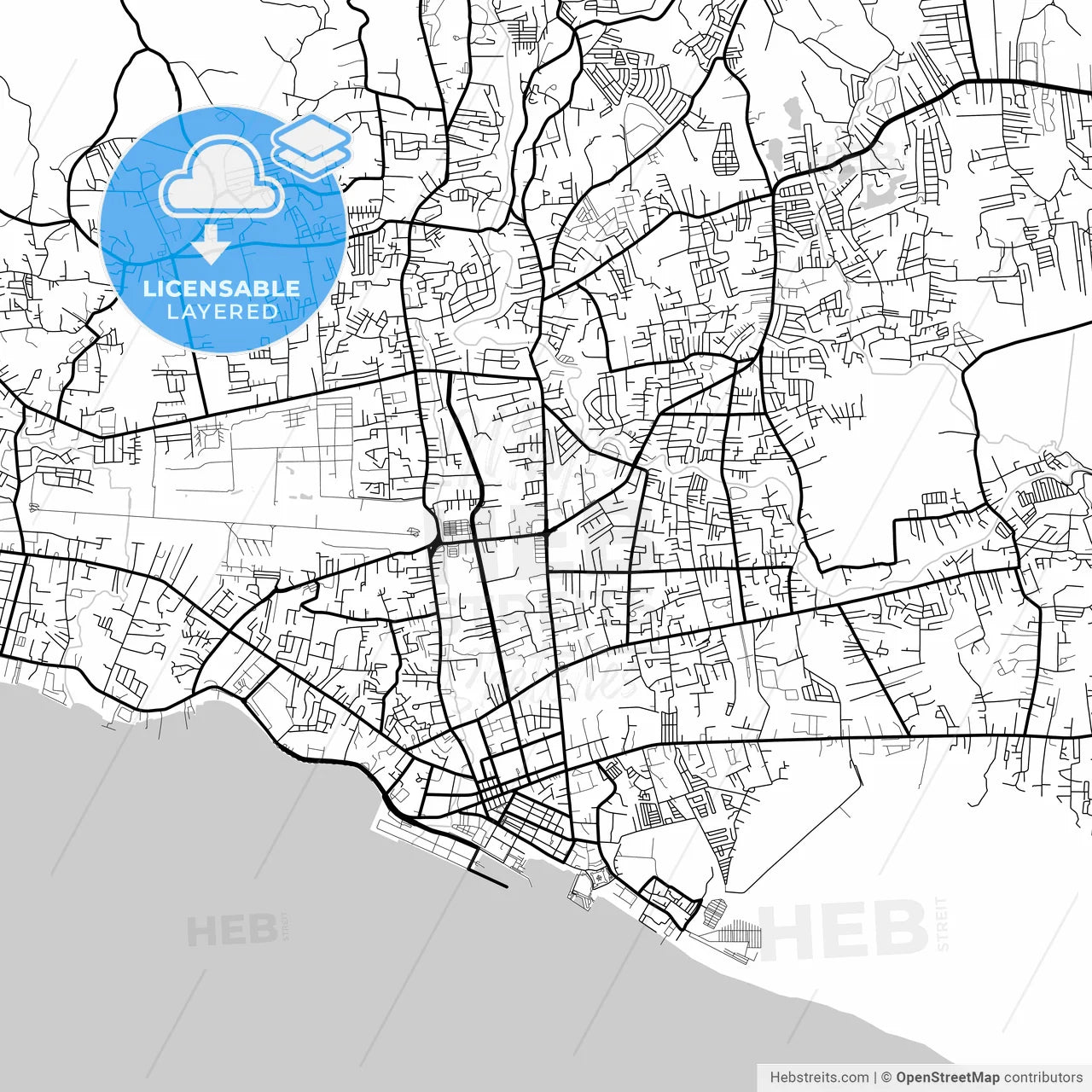 Layered PDF map of Zamboanga City, Zamboanga del Sur , Philippines