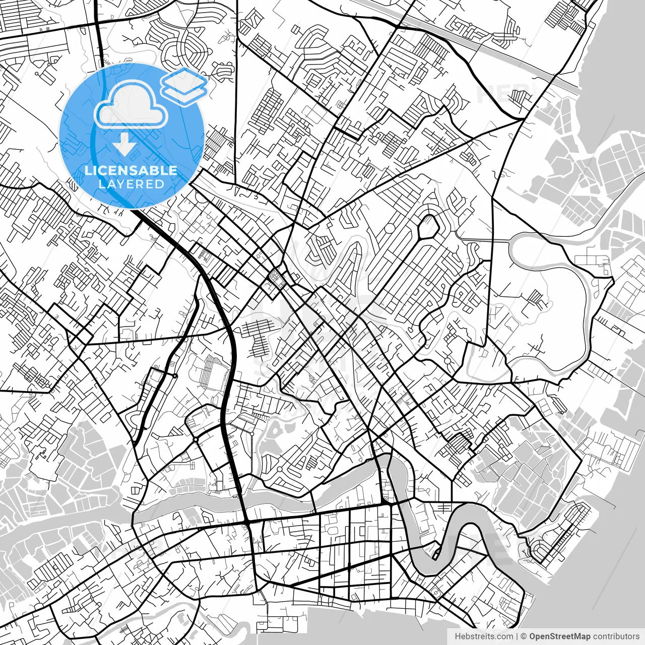Layered PDF map of Iloilo City, Iloilo, Philippines