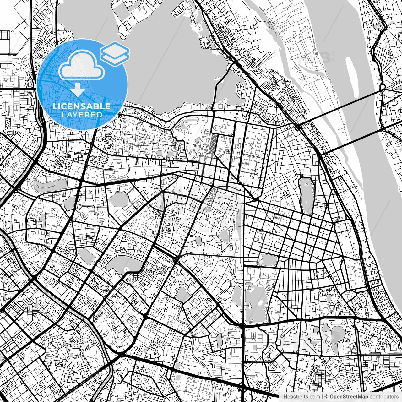 Layered PDF map of Hanoi, Hà Đông, Hà Tây, Vietnam