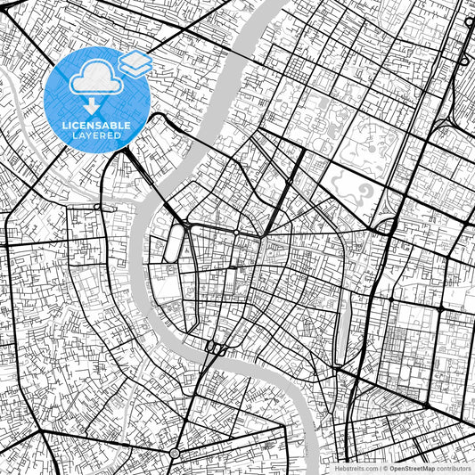 Layered PDF map of Bangkok, Bangkok, Thailand