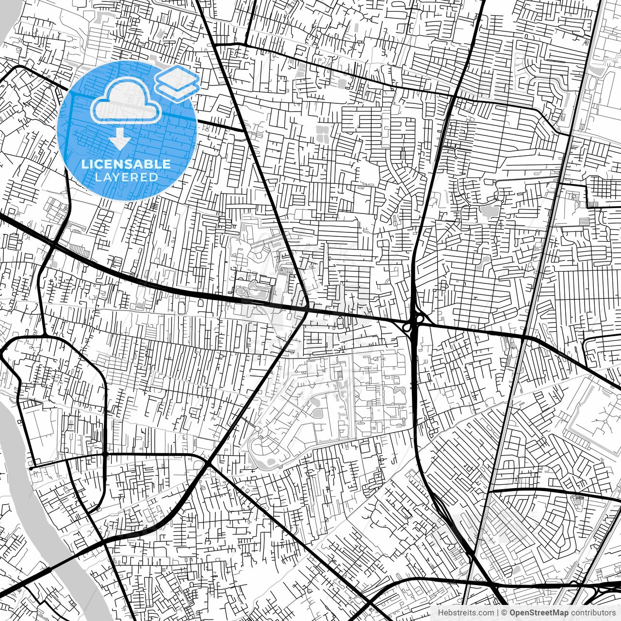 Layered PDF map of Nonthaburi, Nonthaburi, Thailand
